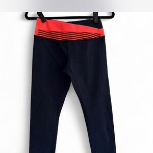 Lululemon Athletica Blue and Red Leggings with Supportive Waistband